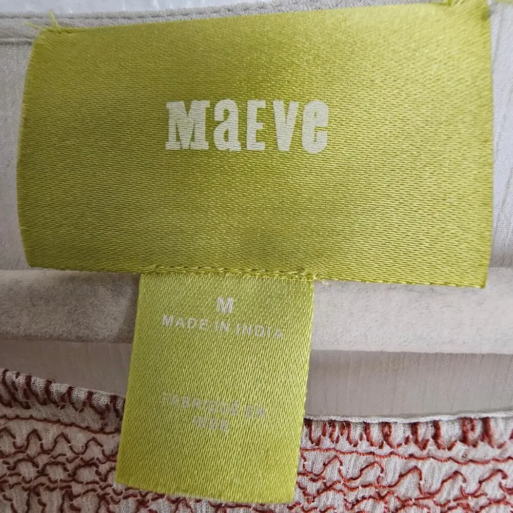 Maeve Cream Boho Midi Dress with Blue and Rust Accents - Picture 8 of 10